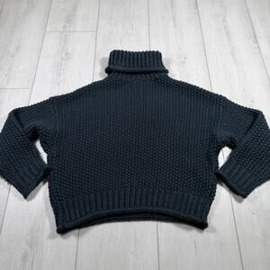 The Odells Slouch Turtleneck Chunky Knit Sweater Navy Blue Women's Small Chic